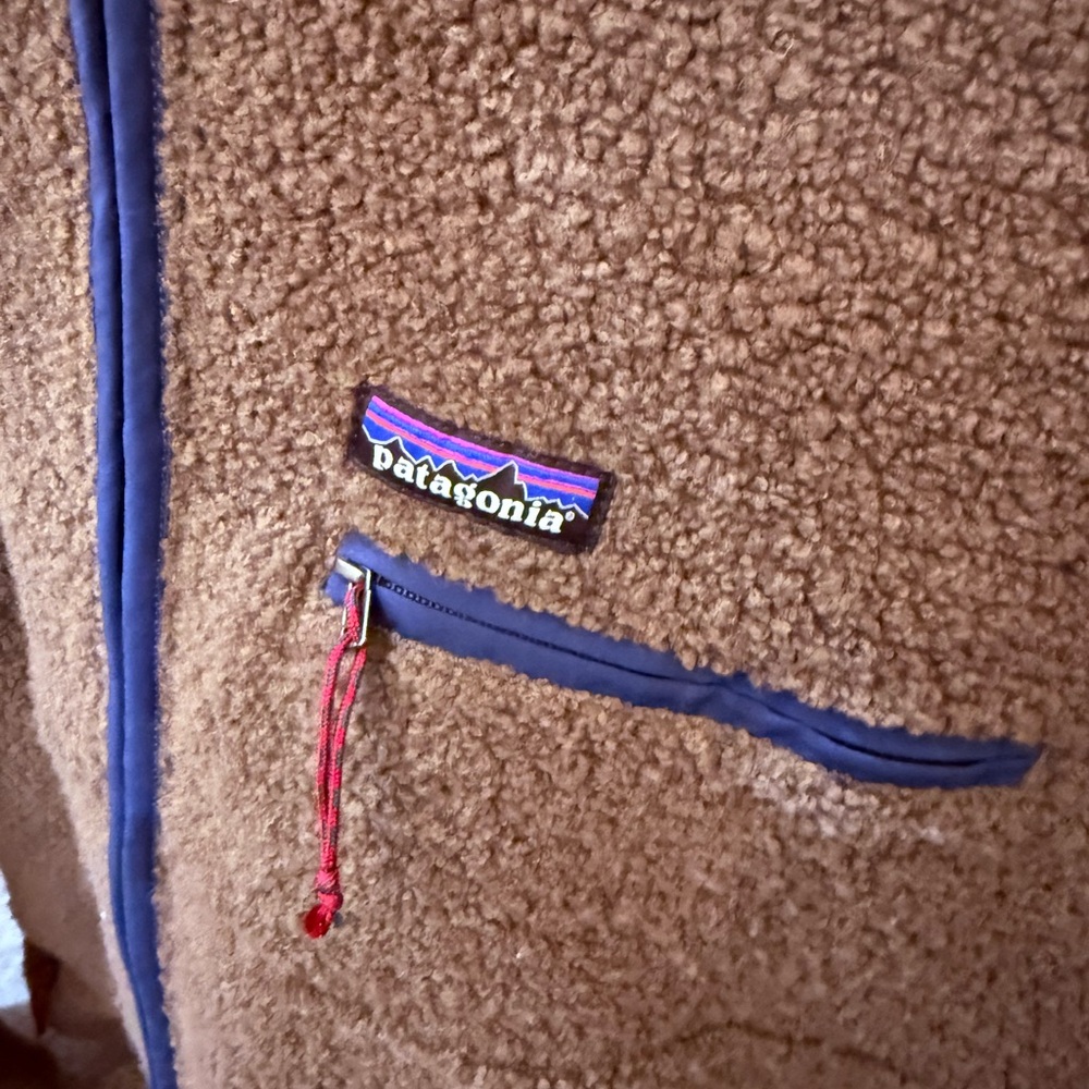 Patagonia Tan Fleece with Blue Trim